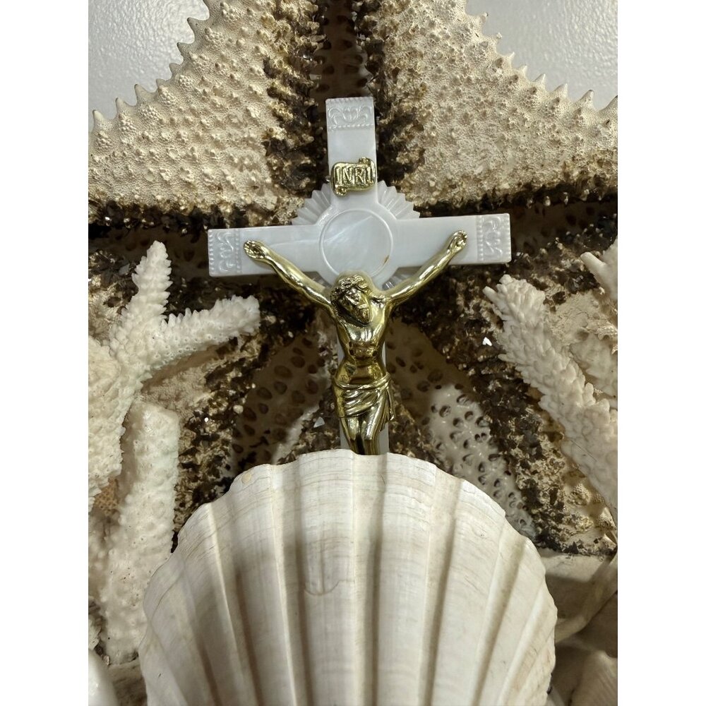 Vintage Shell Starfish Coral Crucifix light Grotto Of Redemption West Bend Iowa - Picture 5 of 16